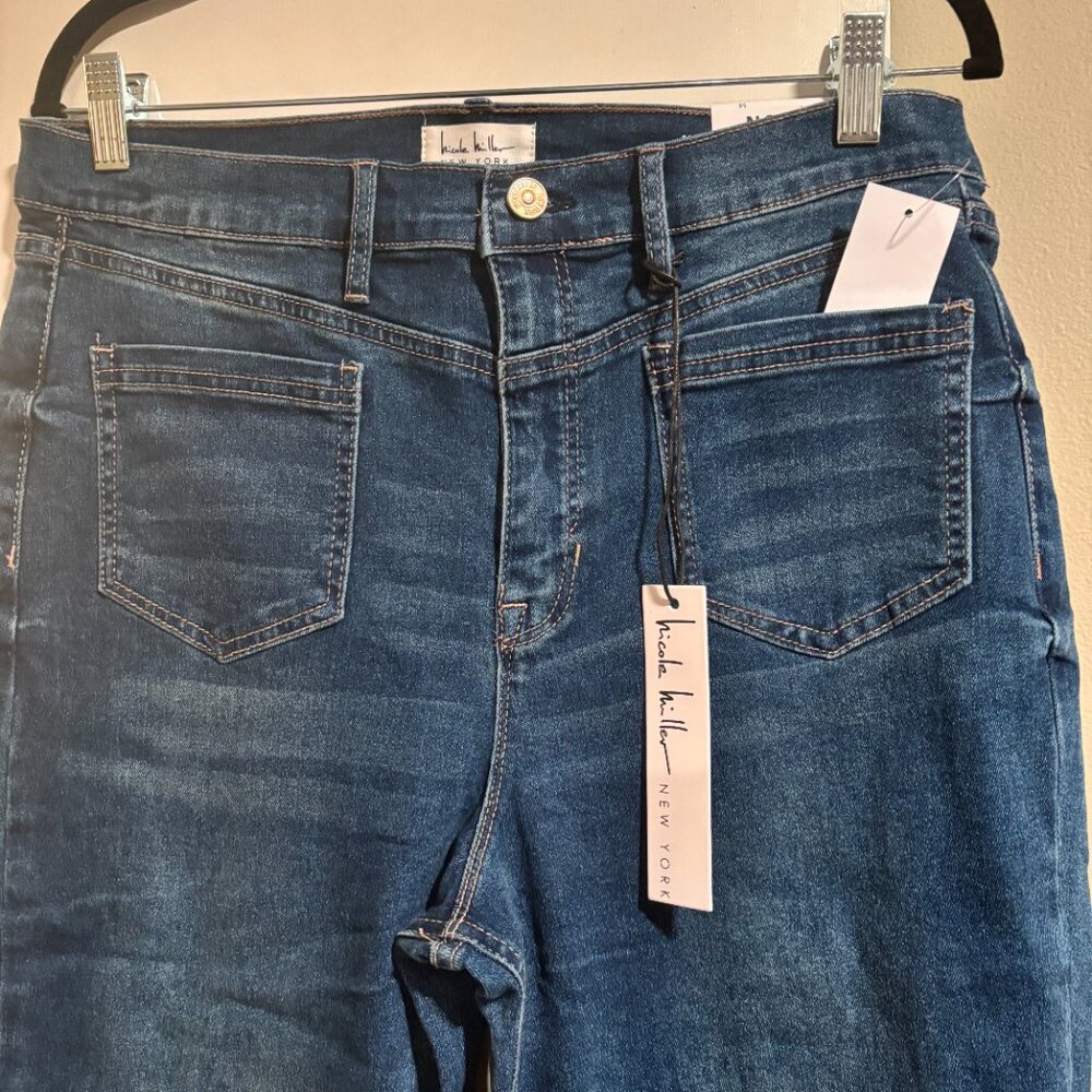 Nicole miller New York Women Nomad Super High Rise Flare Jeans Sz 14/ Blue - Picture 2 of 12